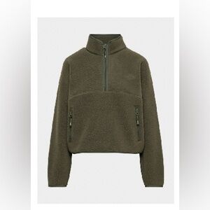 Aritzia TNA polartec Fleece 1/2 Zip Dark Olive Large Excellent Condition
